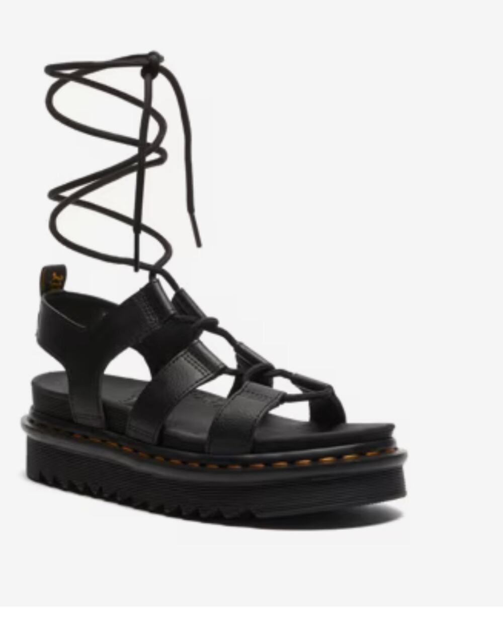 Dr. Martens Nartilla Leather Gladiator Sandals Black Womens Shoes Size 8